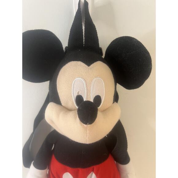 Disney Mickey Mouse Plush Mini Backpack Bag Kids Toddler Black Red Zipper Straps - Picture 2 of 7